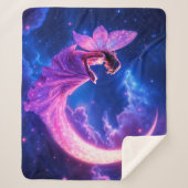 Kwekerij roze fee fantasie glitter neon maan sherpa deken (Voorkant)