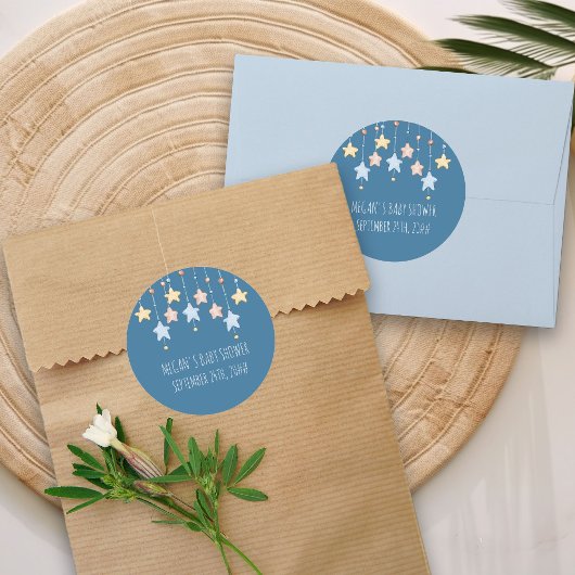 Kwekerij Sterren Blauw Gepersonaliseerd Baby showe Ronde Sticker