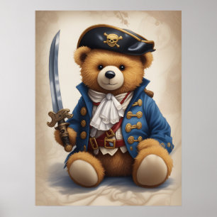Kwekerij Wall Art Poster van een Teddy Bear Pirate