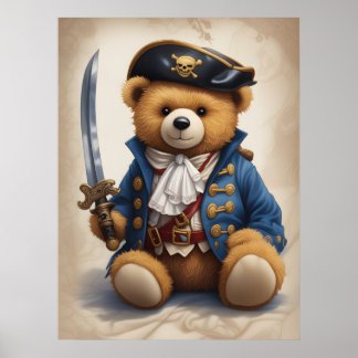 Kwekerij Wall Art Poster van een Teddy Bear Pirate