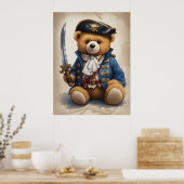 Kwekerij Wall Art Poster van een Teddy Bear Pirate (Keuken)