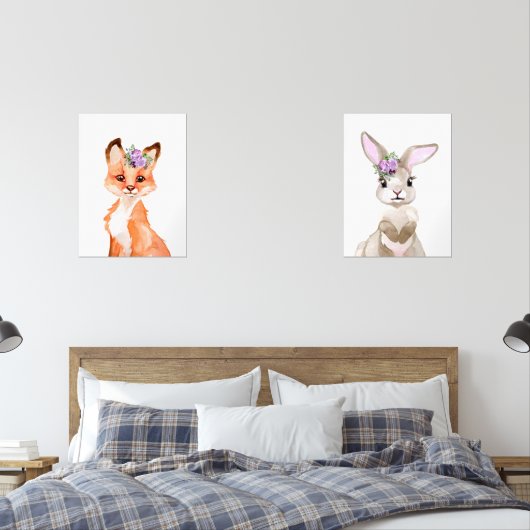 Kwekerij Waterverf Fox en Bunny Muurkunst Sets (Slaapkamer)