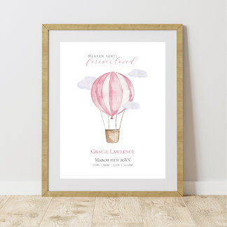  kwekerij Waterverf roze luchtballon Poster