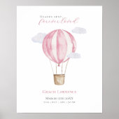  kwekerij Waterverf roze luchtballon Poster (Voorkant)