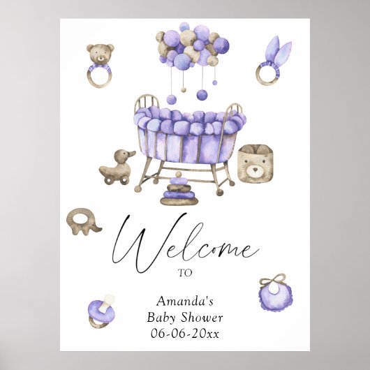 Kwekerij - welkom baby shower feest poster (Voorkant)