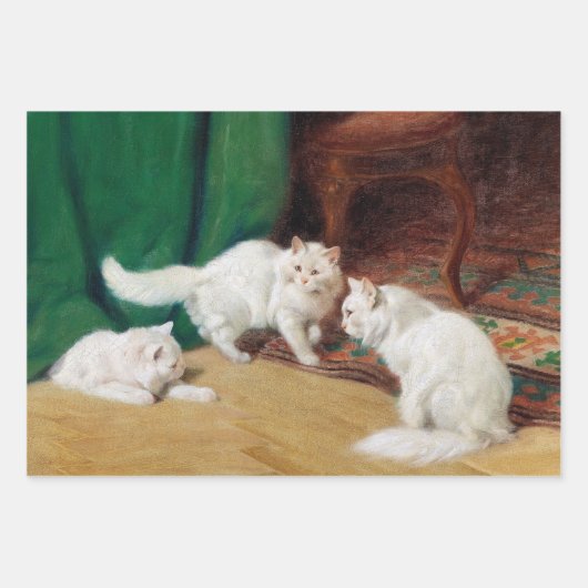  kwekerij witte kittens kat decoupage inpakpapier vel (Voorkant 3)