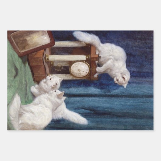 kwekerij witte kittens kat decoupage inpakpapier vel (Voorkant 2)