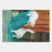 kwekerij witte kittens kat decoupage inpakpapier vel (Voorkant)