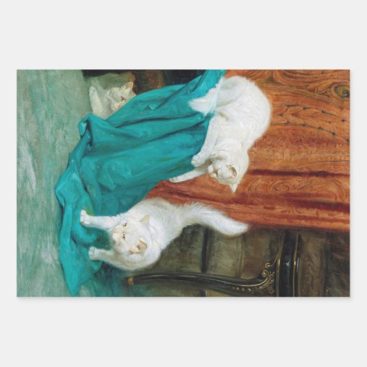  kwekerij witte kittens kat decoupage inpakpapier vel (Voorkant)