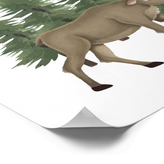 Kwekerij Woodland Dier Moose Wall Art Decor Poster (Hoek)