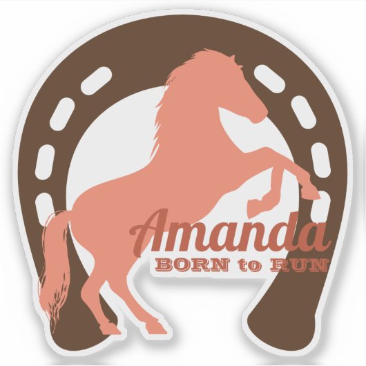 Kwekerspaard silhouet hoefijzer gepersonaliseerd sticker (Voorkant)