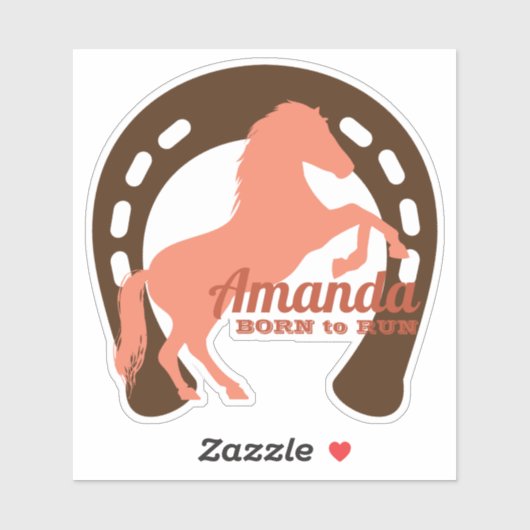 Kwekerspaard silhouet hoefijzer gepersonaliseerd sticker (Vel)