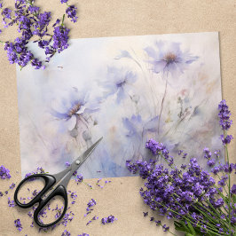 Kwelder, Elegante Paarse Anemoon Bloemendecoupage Tissuepapier