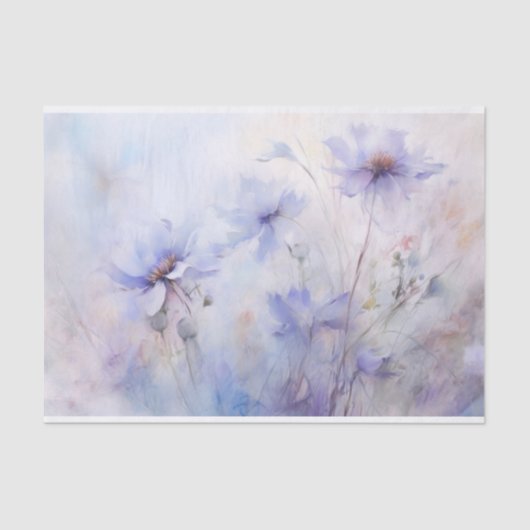 Kwelderige, Elegante Paarse Anemoon Bloemendecoupa Tissuepapier (Voorkant)