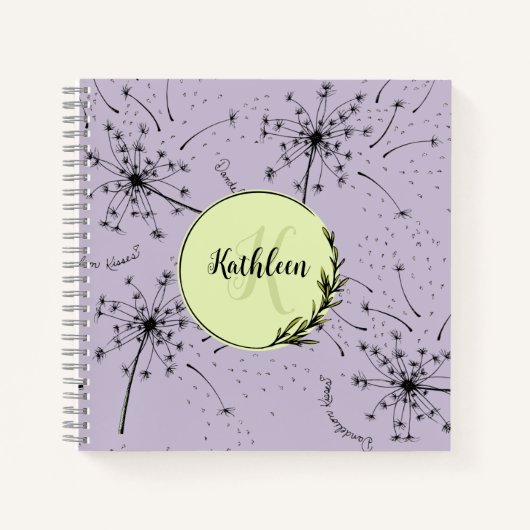 Kwelende Paarse Wilde Bloem Paardenbloem Kusjes Bl Notitieboek (Voorkant)
