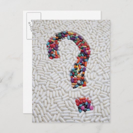 Kwestie van pillen op witte pil achtergrond briefkaart (Voorkant / Achterkant)