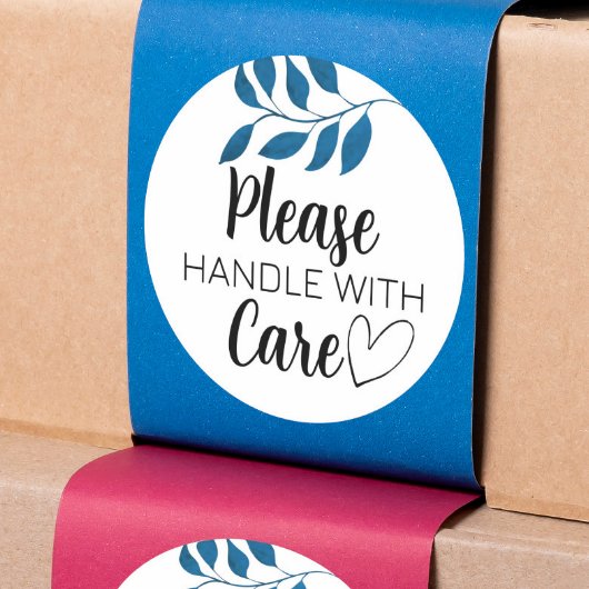 Kwetsbaar, behandel met zorg met blad ronde sticker