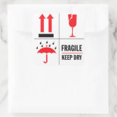 Kwetsbaar verzendlabel vierkante sticker (Tas)