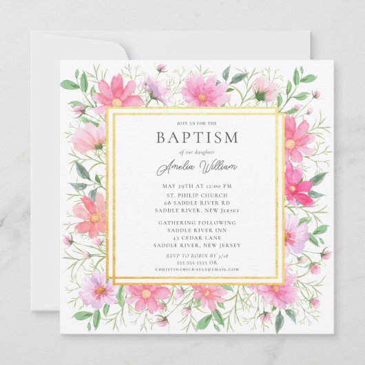 Kwetsbare bloemblaadjes doop kaart (Voorkant)