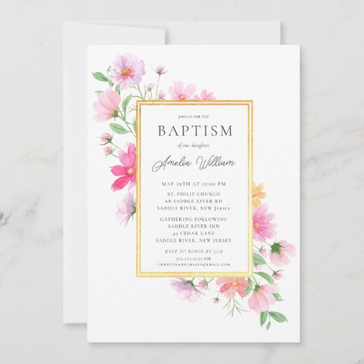 Kwetsbare bloemblaadjes doop kaart (Voorkant)