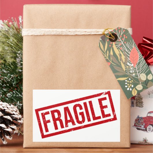 KWETSBARE verzendlabels | Handle With Care-sticker Rechthoekige Sticker (Feestdagen)