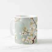 Kwetsbare Witte Bloesemtak Botanisch Koffiemok (Voorkant links)