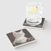 Kwetsbare Witte Keuten Stenen Onderzetter (Zijkant)