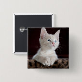 Kwetsbare Witte Keuten Vierkante Button 5,1 Cm (Voorkant /achterkant)