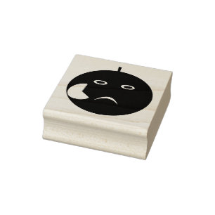 Kwieke appel met Scar Halloween Wood Art Stamp Rubberstempel
