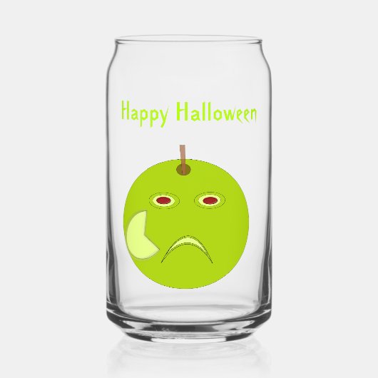 Kwieke Apple met Scar Halloween Custom Blikvorm Glas (Voorkant)