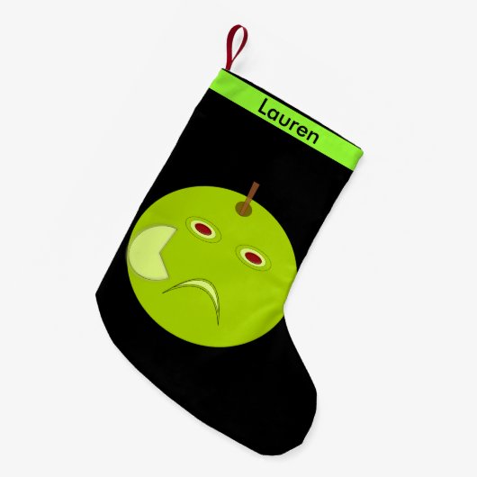 Kwieke Apple met Scar Halloween Custom Stocking Kleine Kerstsok (Voorkant (Hangend))