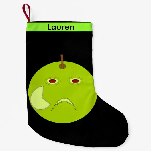 Kwieke Apple met Scar Halloween Custom Stocking Kleine Kerstsok (Voorkant)