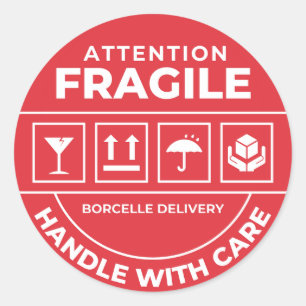 Kwijlbare Verpakking Handle Met Zorg Verzend Stick Ronde Sticker