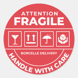 Kwijlbare Verpakking Handle Met Zorg Verzend Stick Ronde Sticker