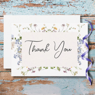 Kwijlige Boho Wilde Bloemen Witte Bruiloft Bedankkaart