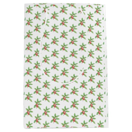 Kwijlige hulstbessen Kerstmis Medium Cadeauzakje (Voorkant)