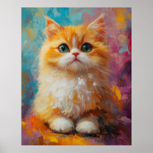 Kwijlige Perzische Kitten — Mooie Pastel Kunstprin Poster