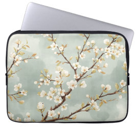 Kwijlige Witte Bloesemtak Botanisch Laptop Sleeve