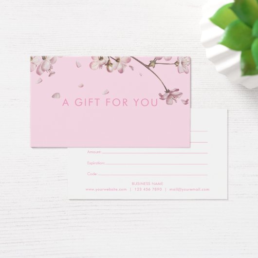 Kwijtschelding bloesem - roze cadeaubon visitekaartje (Bureau)