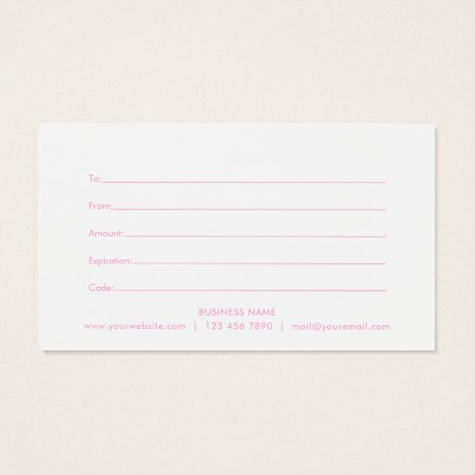 Kwijtschelding bloesem - roze cadeaubon visitekaartje (Achterkant)