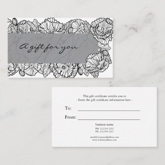 Kwijtschelding van marmerbloemen visitekaartje (Voorkant / Achterkant)