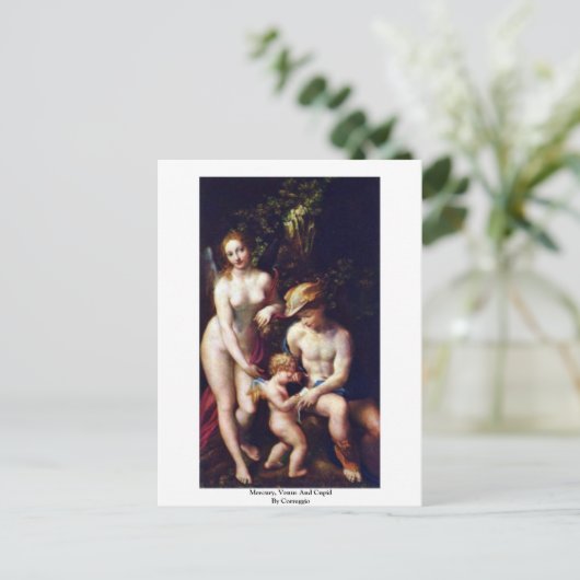 Kwik, Venus en Cupid van Correggio Briefkaart (Staand voorkant)