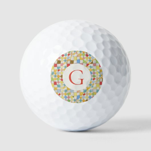 KWILTMOZAÏEK Golfballen + Initiaal (Voorkant)