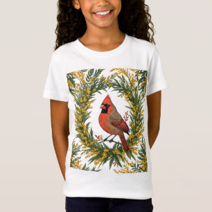 KY Kardinaal Met Gele Bloemenslingers T-shirt