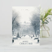 Kyiv Winter Wonderland - Minimalistische waterverf Feestdagenkaart (Staand voorkant)