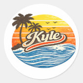 Kyle Retro Sunset Naamontwerp Ronde Sticker (Voorkant)