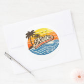 Kyle Retro Sunset Naamontwerp Ronde Sticker (Envelop)