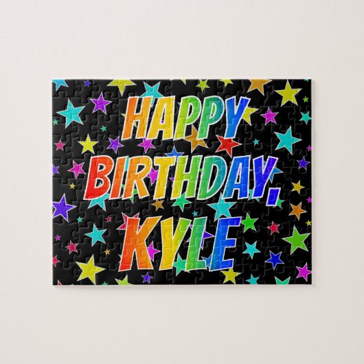 "KYLE" Voornaam, geun "HAPPY BIRTHDAY" Legpuzzel (Horizontaal)