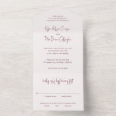 Kylee Bourgogne Traditionele Elegante Bruiloft All In One Uitnodiging (Binnen)