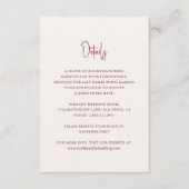 Kylee Bourgogne Traditionele Elegante Bruiloft Informatiekaartje (Voorkant)